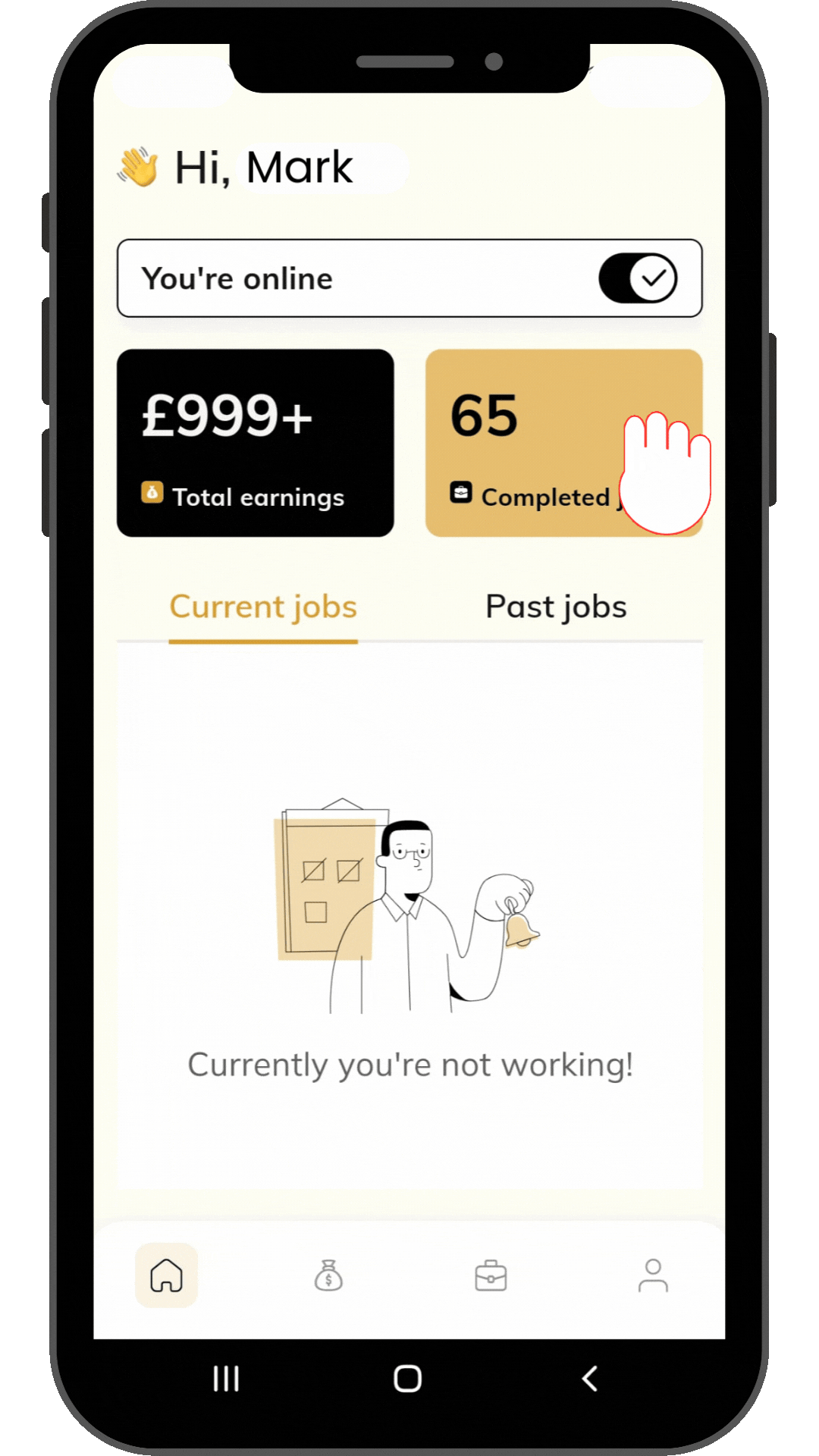 Switch Online to start accepting jobs